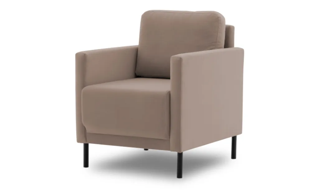 Sessel LAYA 55 - Polstersessel - Farben zur Auswahl - Minimalistisches Design - Holzfüße - Veloursstoff Stoff TRINITY 5 Hellbraun